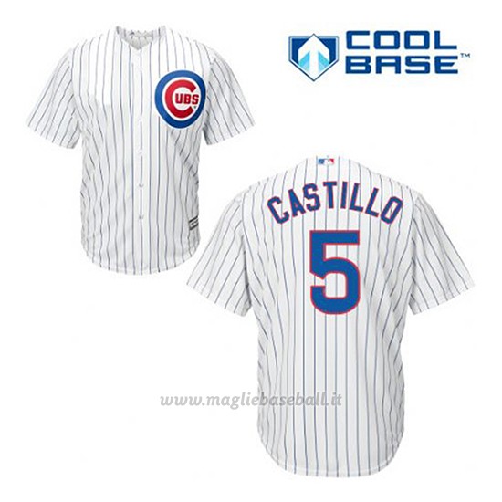 Maglia Baseball Uomo Chicago Cubs 5 Welington Castillo Bianco 1ªCool Base